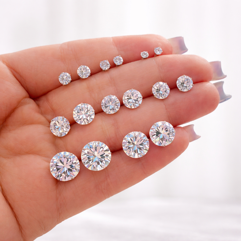 Brinco Ponto de Luz Feminino e Masculino Prata 925 Legítima Pedra Zircônia em Oferta na Shopee