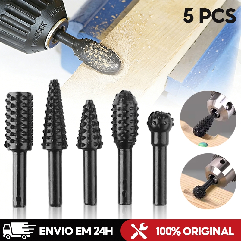 Jogo De Lima Rotativa Grossa Para Madeiras Com 5 Peças,Para Acabamento Em Madeira marcenaria em Oferta na Shopee