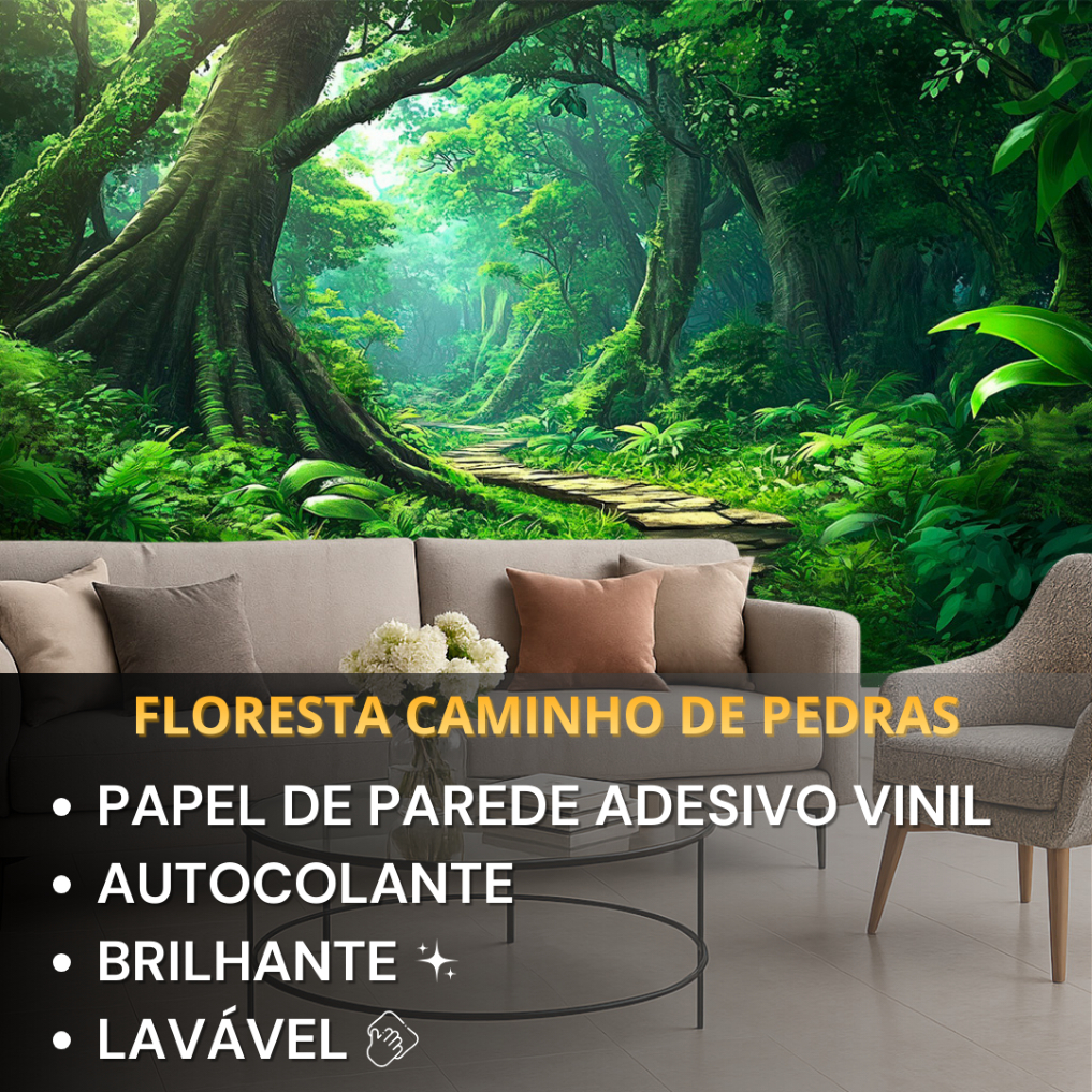 Papel de Parede 3D Papel de Parede Para Sala Floresta Caminho Pedra Adesivo Lavavel Autocolante