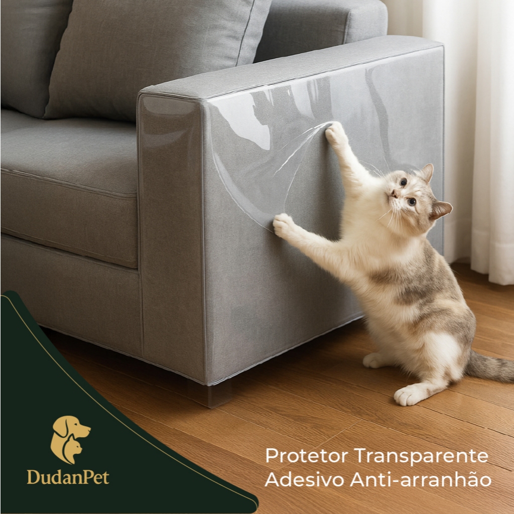Protetor De Sofá Móveis Adesivo Gatos Pets Anti-arranhão Arranhador Transparente 30X200cm + BRINDE