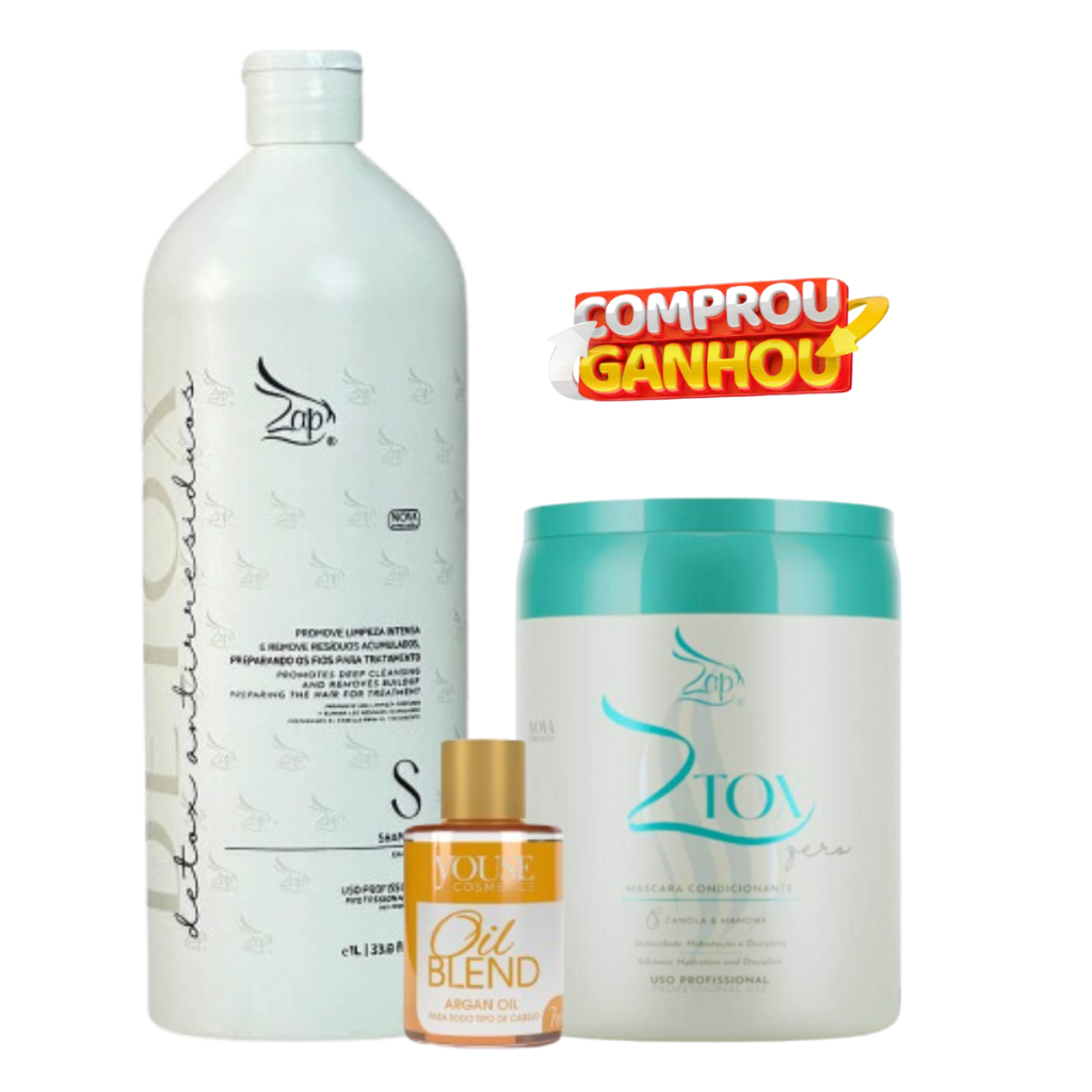 ZTOX ZERO ZAP ORGÂNICO S/FORMOL 950GR + SHAMPOO DETOX 1L