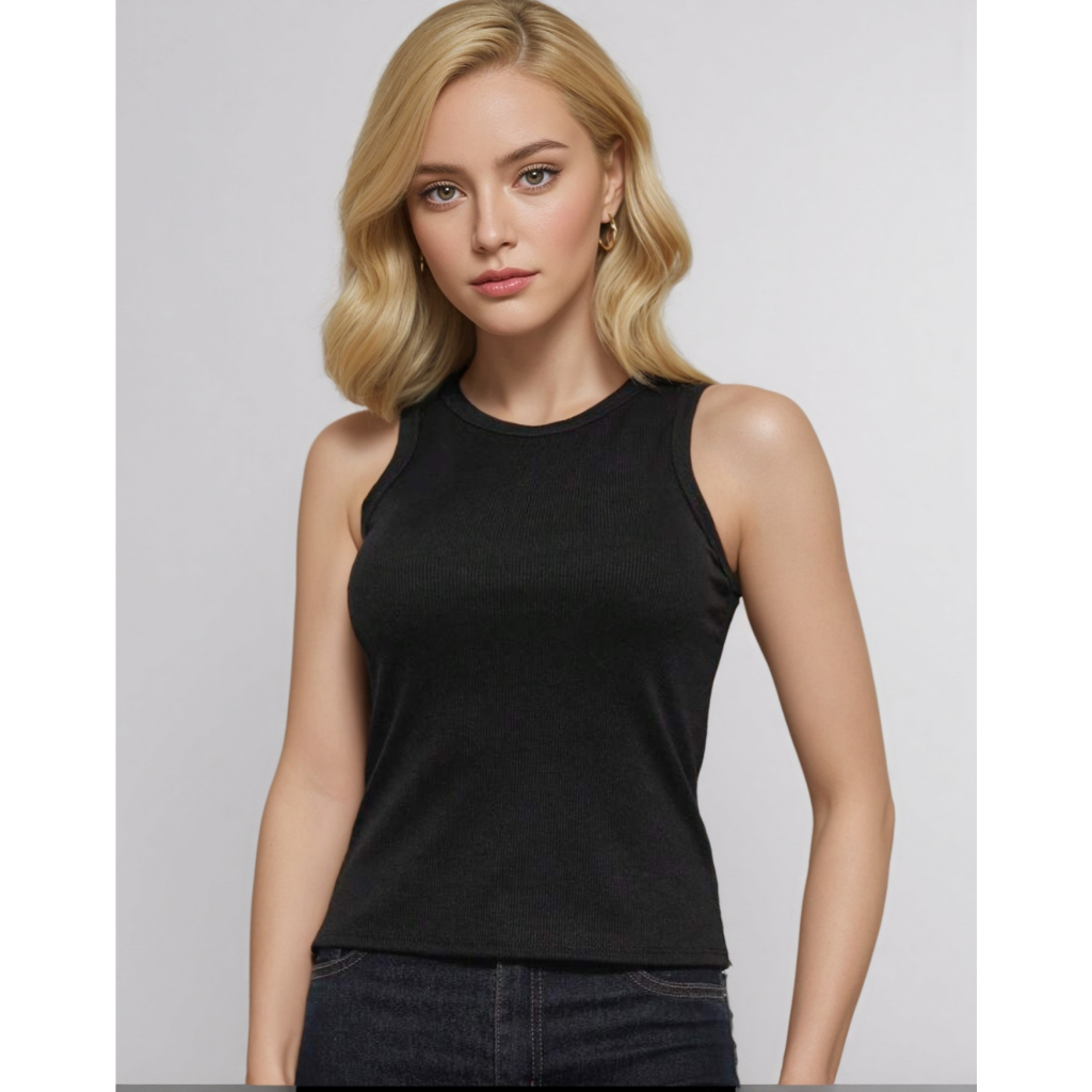 Regata canelada básica feminina Blusa canelada Casual e estilosa Confortável e versátil