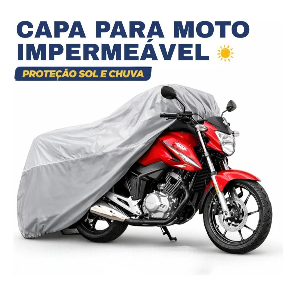 Capa Para Moto Impermeavel Proteção Sol E Chuva 100% Forrada Cinza-escuro