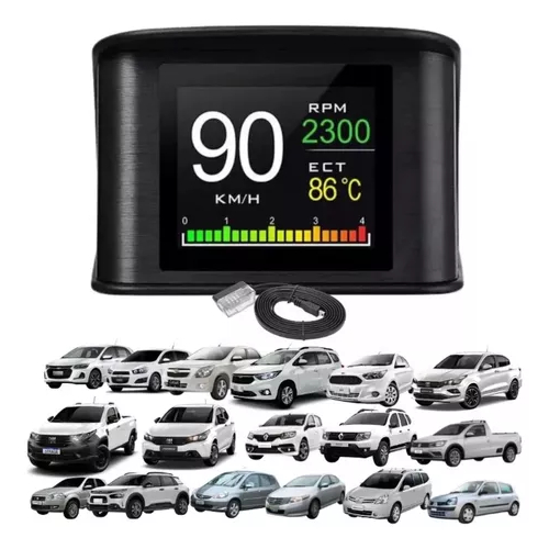 Marcador de Temperatura Chevrolet Onix Prisma GM com alerta de temperatura rpm voltagem leitor OBD2