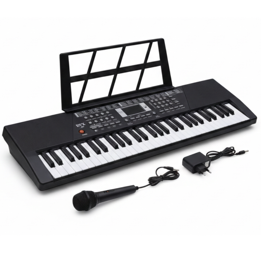 Teclado Musical Iniciante 61 Teclas Com Microfone E Fonte Bivolt Zaidans 100 Ritmos, 10 Demos, Metrônomo, Display Led
