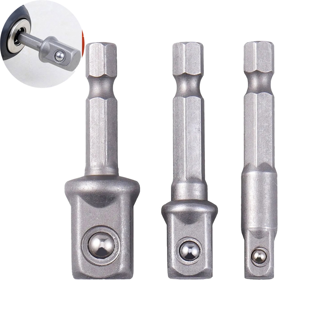 Jogo Kit 3 Adaptadores Soquete Para Parafusadeira Furadeira 1/4  3/8  1/2 Aço Resistente em Oferta na Shopee