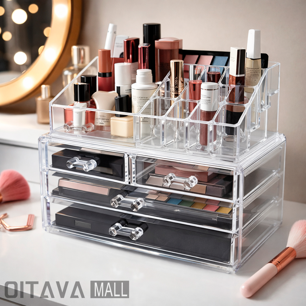 Porta Maquiagem Make Cosméticos Multiuso Perfume Prateleira 3 Andares 4 Gavetas Organização Completa · foto 2