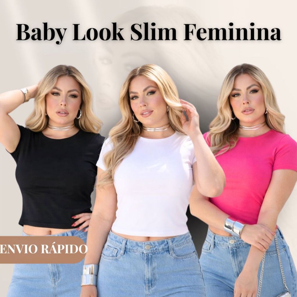 Blusinha Baby Look Tee Feminina - Blusa Slim Fit Manga Curta - Blusa de Compressao