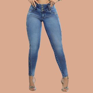Calça jeans feminina Skinny Pit Bull Jeans Estilosa e Sofisticada com Detalhes Destroyeds com bojo removivel.
