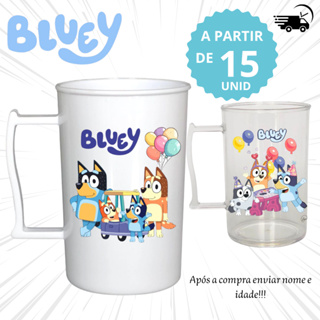 Kit apartir de 15 Unid. Personalizado Bluey Acrílica 400ML- Lembrancinha  de Aniversário- nome e idade em Oferta na Shopee