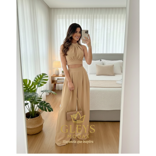 Conjunto Duna Calça Pantalona + Blusa Novidade Lançamento Tendencia 2026 em Oferta na Shopee