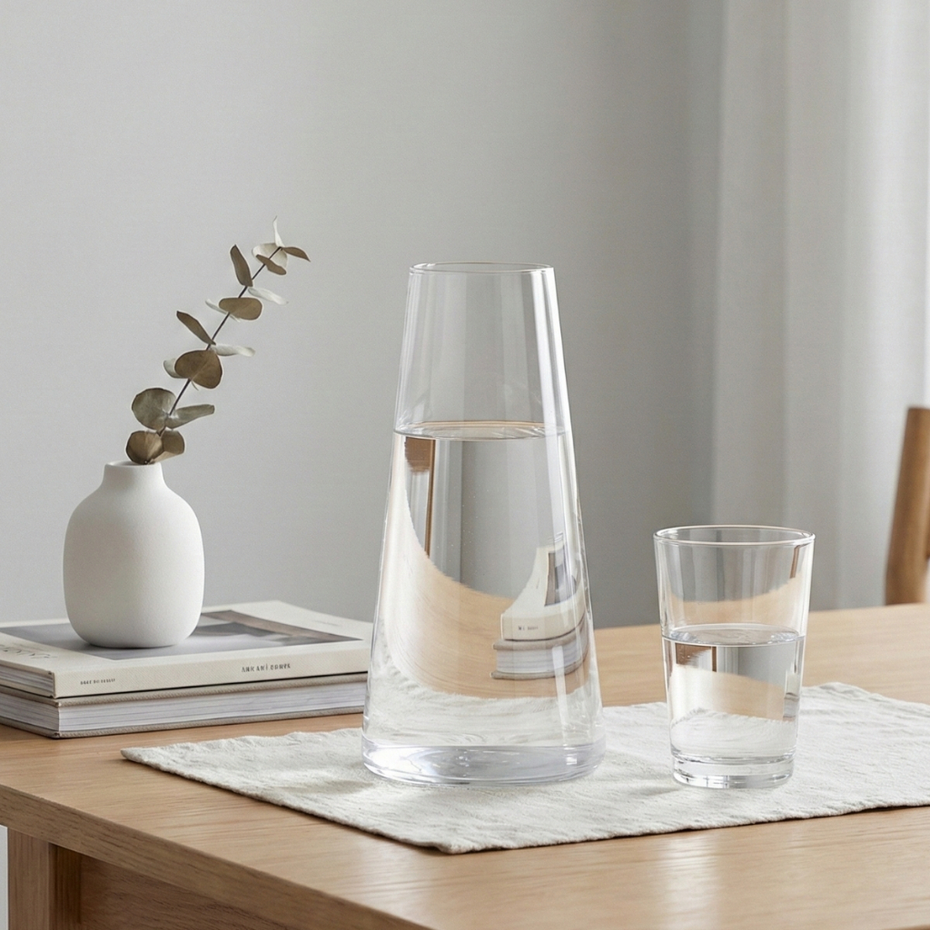 Moringa Vidro Copo Água Suco Cabeceira Mesa Posta Escritório Garrafa Transparente 1050ml Ruvolo em Oferta na Shopee