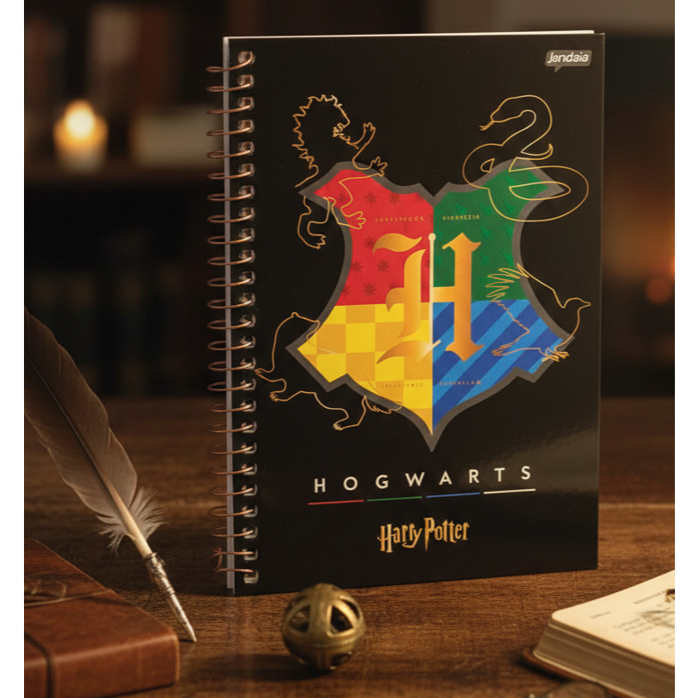 Planner 2026 Harry Potter Hogwarts aspiral dourado folhas organizaveis tamanho medio 160 paginas em Oferta na Shopee