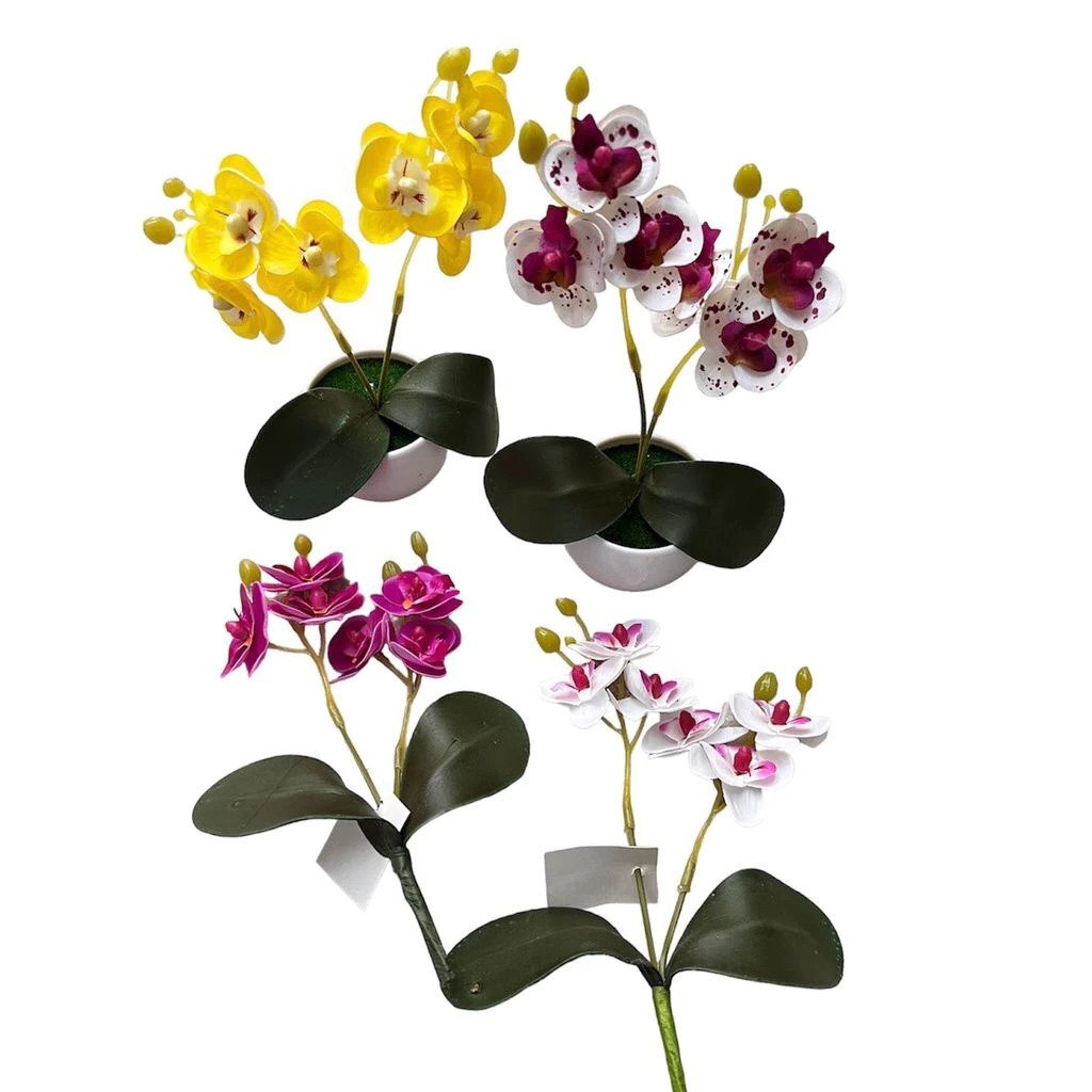 Kit Arranjo Orquídeas Mini Planta Artificial Vaso Decorativo Arranjinho Completo Arranjo Lindo