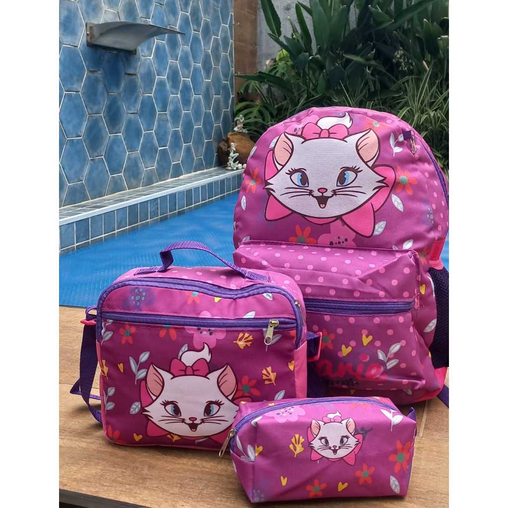 Kit  Mochila De Costas Marie+ lancheira e Estojo Escolar.