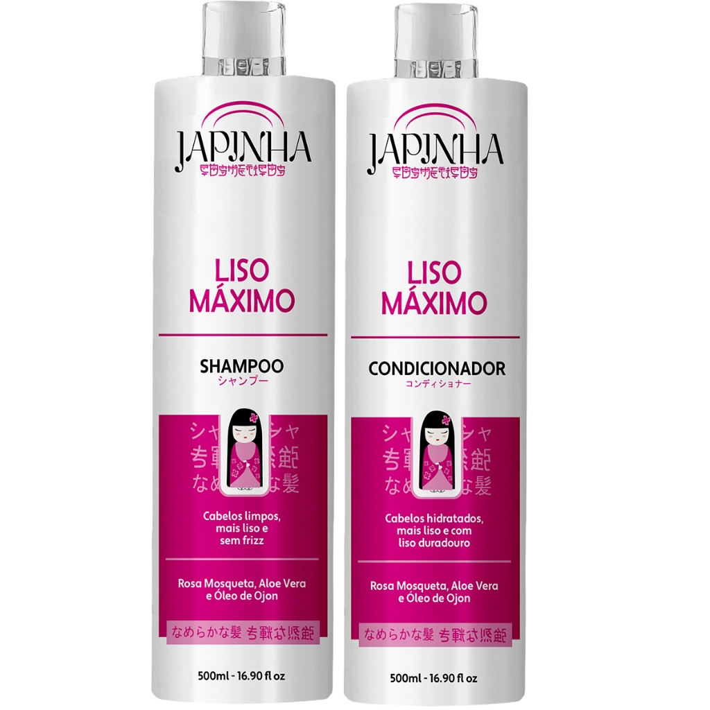 Kit Japinha Liso Máximo | Shampoo e Condicionador 💝 em Oferta na Shopee