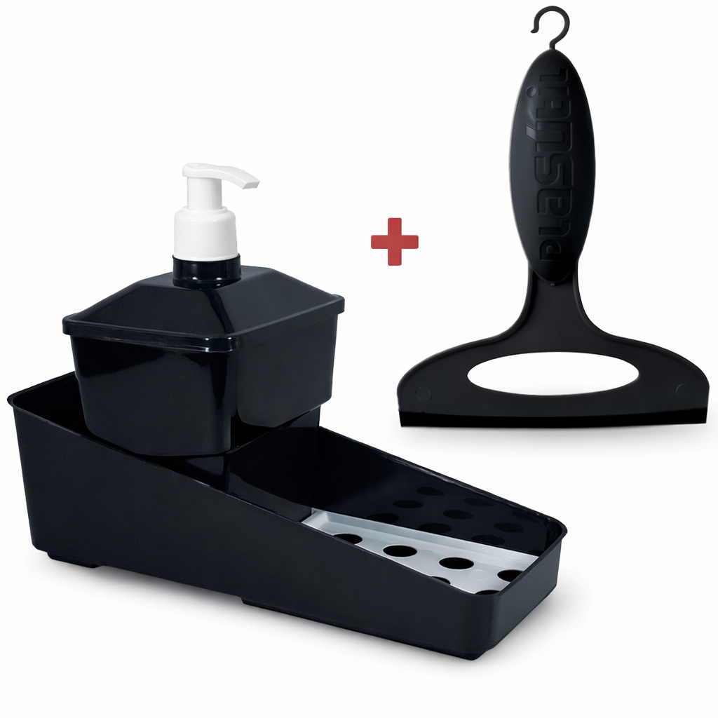 Kit Porta Detergente com Válvula + Rodinho de Pia Plasútil – Organização e Praticidade para sua Cozinha em Oferta na Shopee