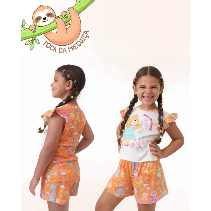 Conjunto Infantil Menina– Blusa Algodão + Short Estampado Confortável