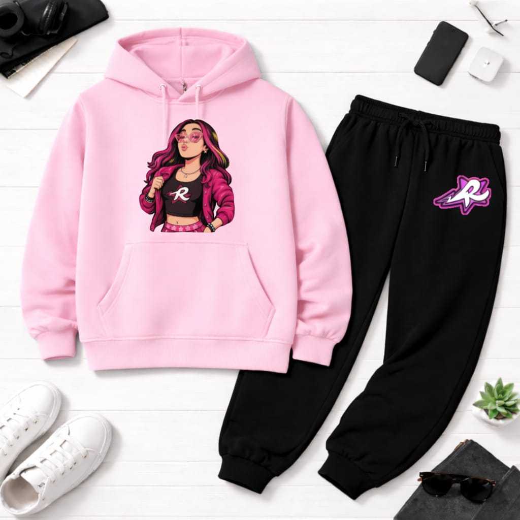Conjunto de Moletom Infantil Estampado Calça e Blusa Abrigo Inverno