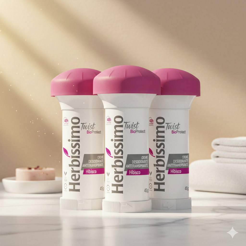 Kit 3 unid - Desodorante Twist Antitranspirante Hibisco Herbíssimo 45G em Oferta na Shopee