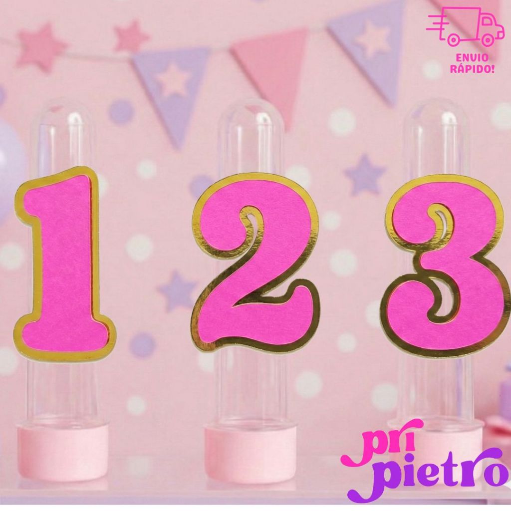 Kit  Aplique Número Lamicote Dourado / Prata para Lembrancinha Festa Decoração