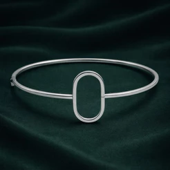 Bracelete Geométrico Liso em Prata 925 Legítima Feminino Moderno