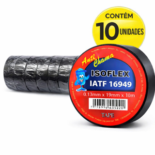 10 Fitas Isolante Isoflex Anti-Chama para uso geral ISO 9002. 10 FITAS19 mm x 10 metros IsoFlex em Oferta na Shopee