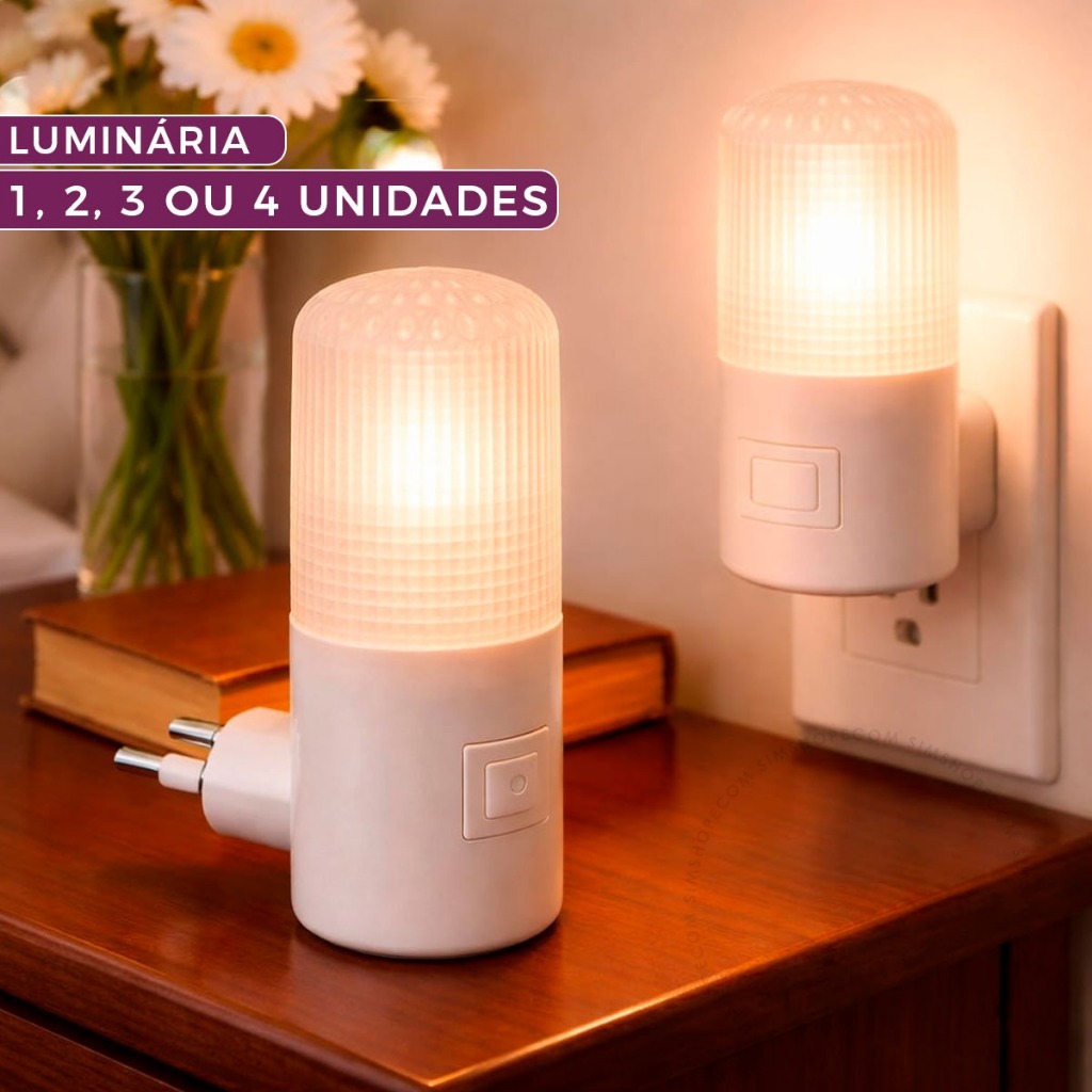 Luminária 1 2 3 ou 4 Unidades Abajur Luz Noturno Led Tomada Bivolt em Oferta na Shopee