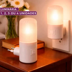 Luminária 1 2 3 ou 4 Unidades Abajur Luz Noturno Led Tomada Bivolt
