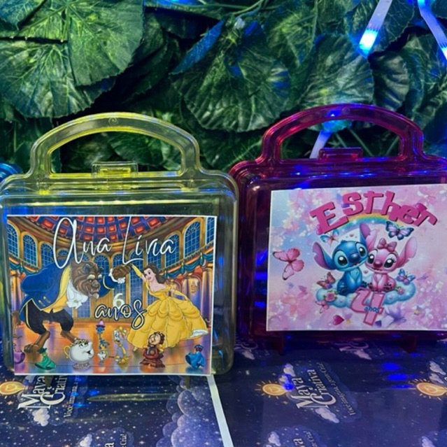 Maletinha Personalizada stitch e angel ou qualquer Tema | Lembrancinha  Luxo Personalizada