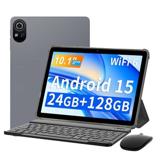 10.1" Tablet com Teclado Mouse Capa e Caneta, Tablet Android 15 com Bateria de 8000mAh, 24GB RAM+128GB ROM,Cinza