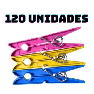 Kit 12 a 120 unidades Prendedor Pregador de Roupas Plástico Reforçado – Cores Sortidas – Varal em Oferta na Shopee