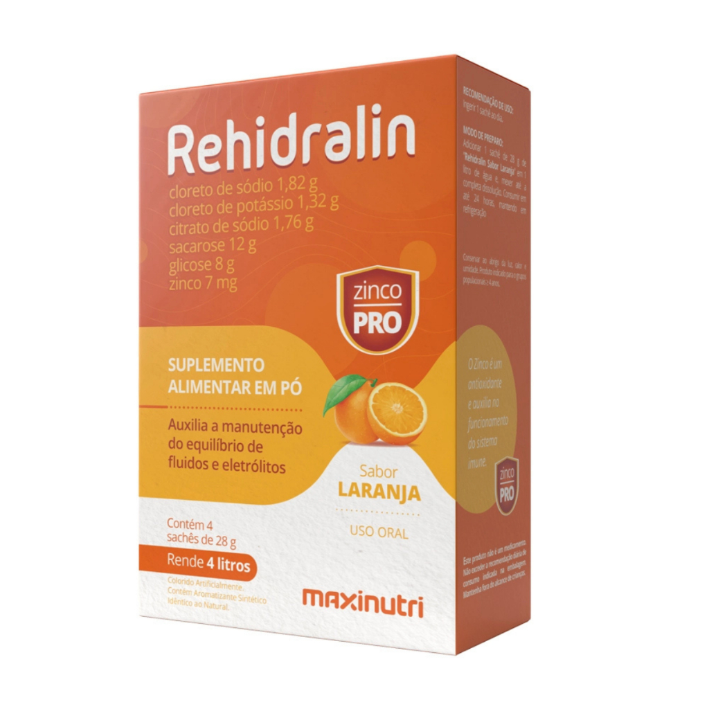 Rehidralin Sabor Laranja Caixa c/ 4 Envelopes | Suplemento Hidroeletrolítico Maxinutri em Oferta na Shopee