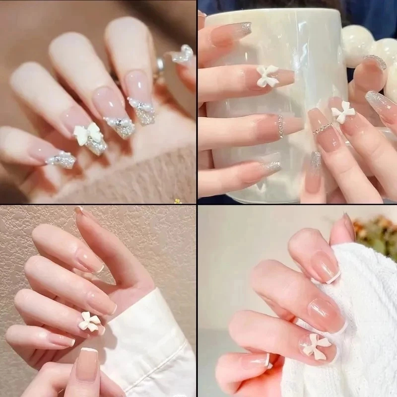 Misturada 3D arco resina unha encantos de arte, Bowknot florzinha Flatback Nail Gems DIY Manicure Decorações em Oferta na Shopee