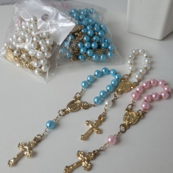 Kit com 12 Mini Terços( Azul, Rosa e Branco ) Lindo para Lembrancinha.