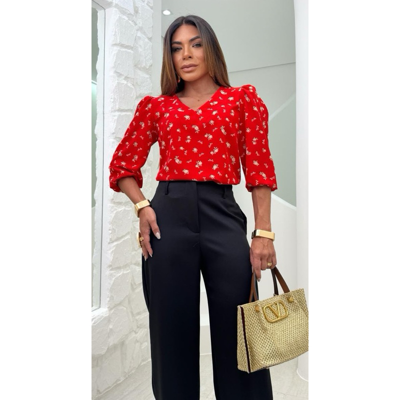 Calça Alfaiataria Pantalona Com Ziper Cintura Alta  Lindissima PROMOÇâO DO P AO GG