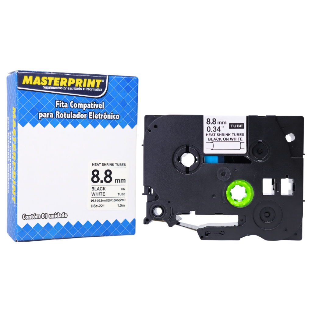 Fita Compatível HSC-221 HSE-221 HSC221 8.8mm 1.5m Tubo Termo Retrátil GL-100 PT-200 300 300B 310 310B 320 330 340 350
