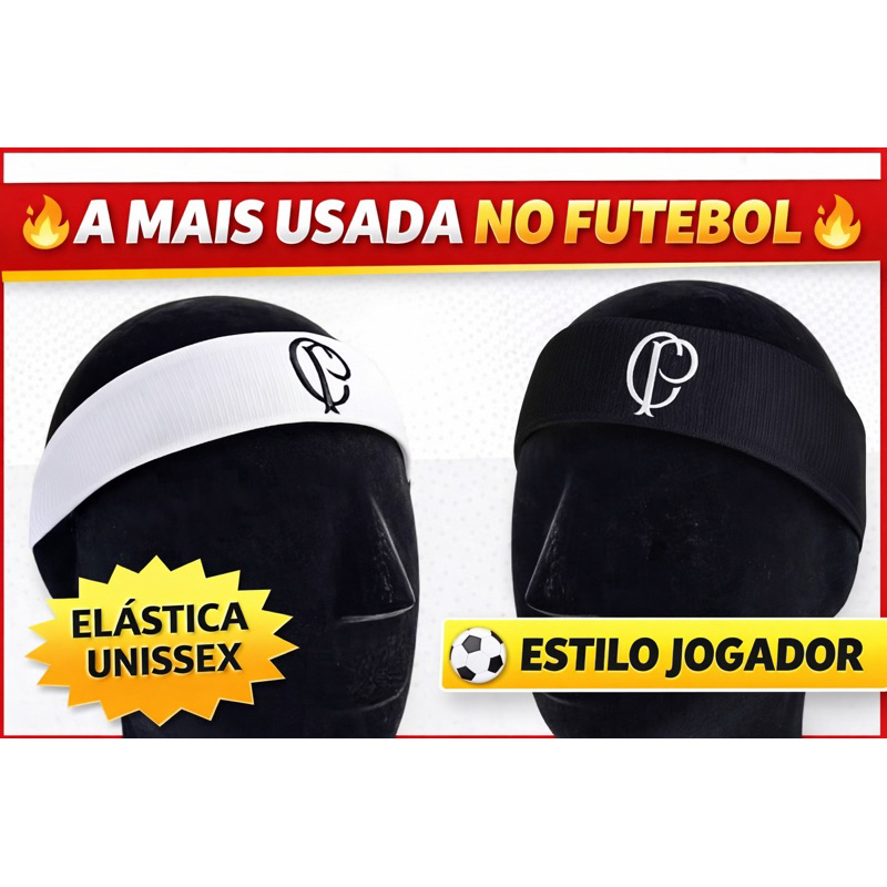 Faixa de Cabeça Corinthians Estilo Memphis Depay Branca/Preta Elástica Unissex Futebol Academia em Oferta na Shopee