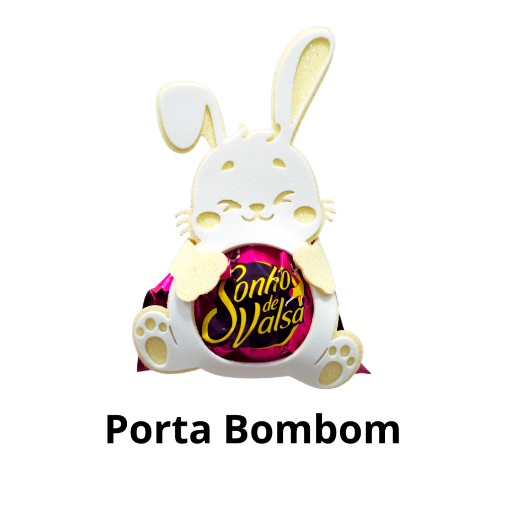 Porta Bomdom de Páscoa Coelho com rabinho de pompom