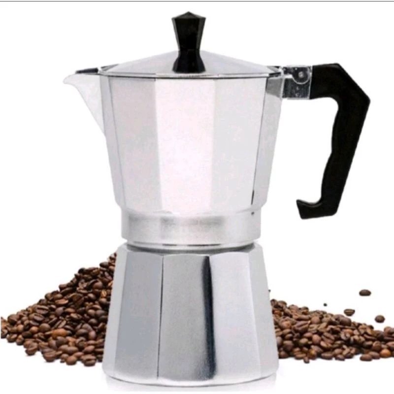 Cafeteira Italiana Moka em Alumínio, 300ml, 6 Xícaras, Prateada, para Café Expresso