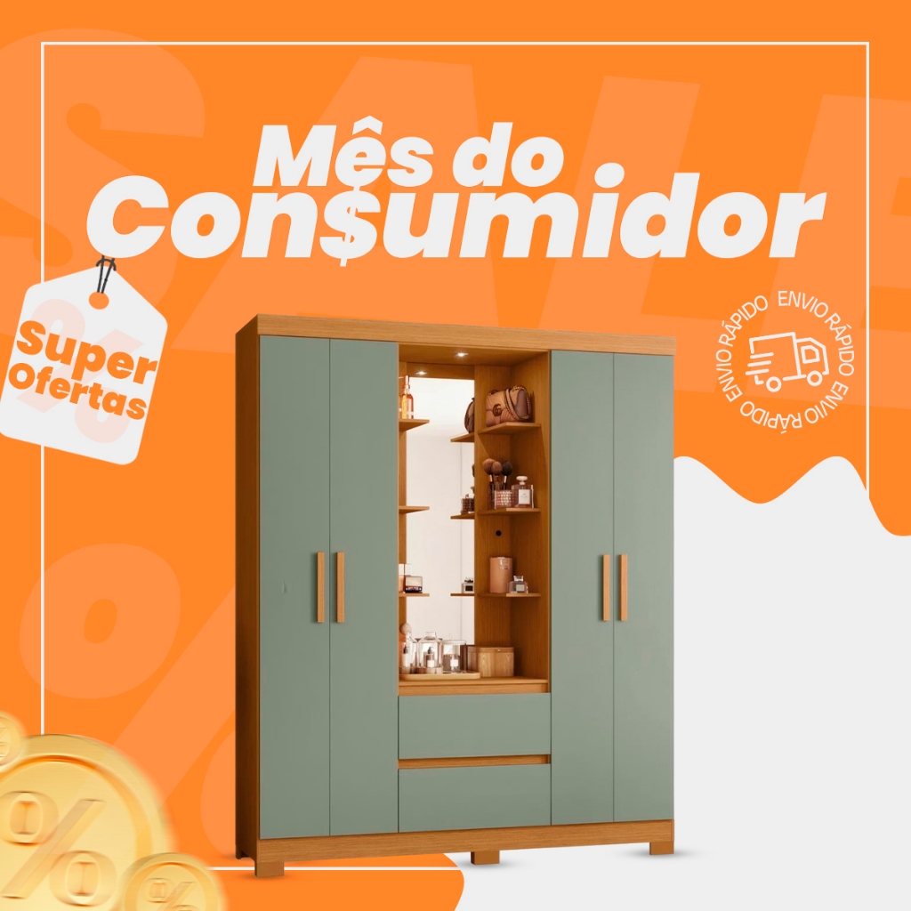 Guarda Roupa Solteiro 163cm Capelinha Artto A02 Cinamomo/Sálvia - Mpozenato em Oferta na Shopee