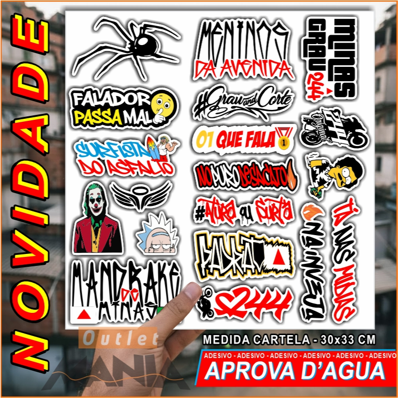 Adesivos Mandrake Minas Grau 244 para Capacete Bike Moto Carro - Cartela Aprova D'água - MG em Oferta na Shopee