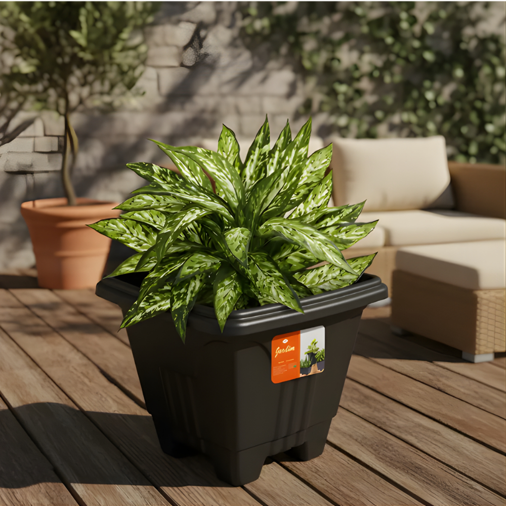 Kit Vaso Quadrado Grande 16,5 Litros Plástico Forte Ideal para Jardim Varanda e Área Externa