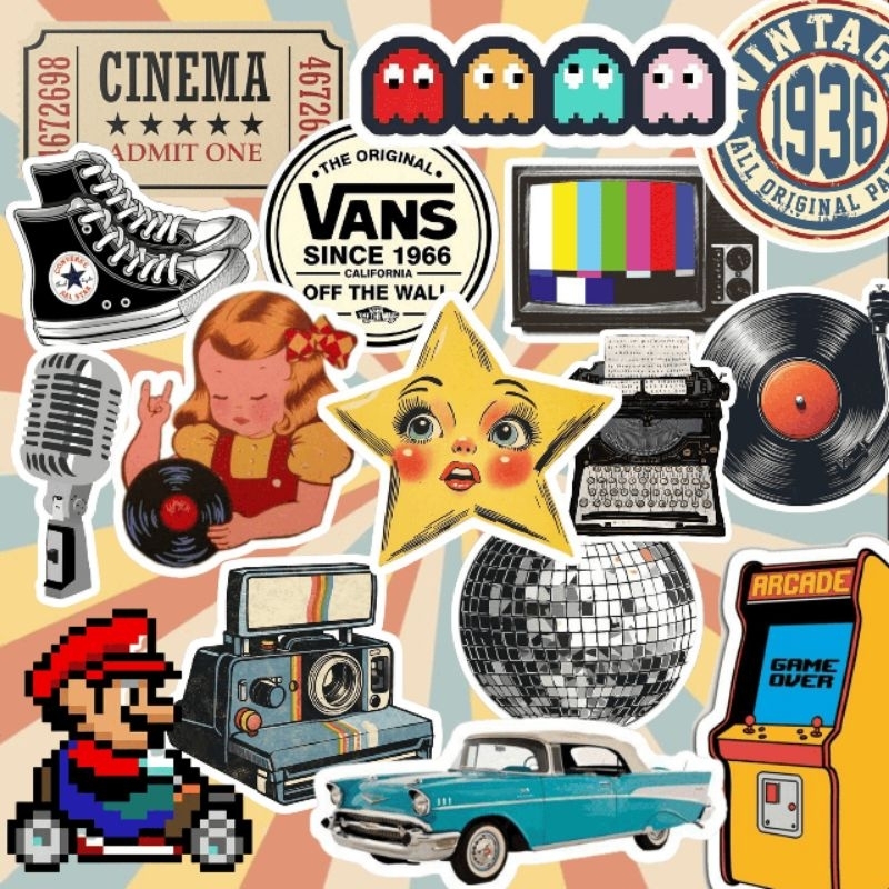 20 Adesivos Retrô Anos 90 Vintage A Prova D'água Stickers para Notebook Caderno Kindle Garrafa Decoração em Oferta na Shopee