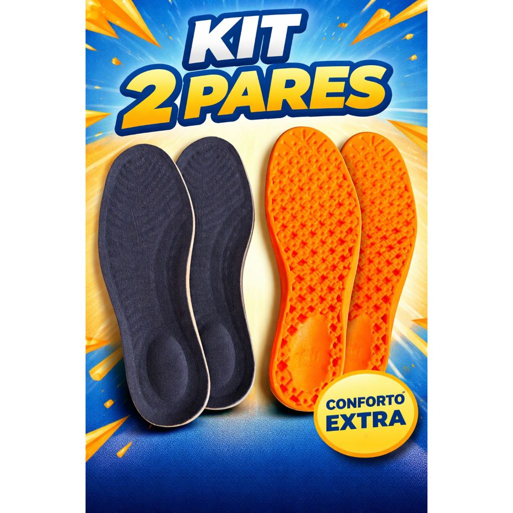Kit com 2 Pares de Palmilha Ortopédica para Dor no Pé Fascite Plantar Esporão Calcâneo em Oferta na Shopee