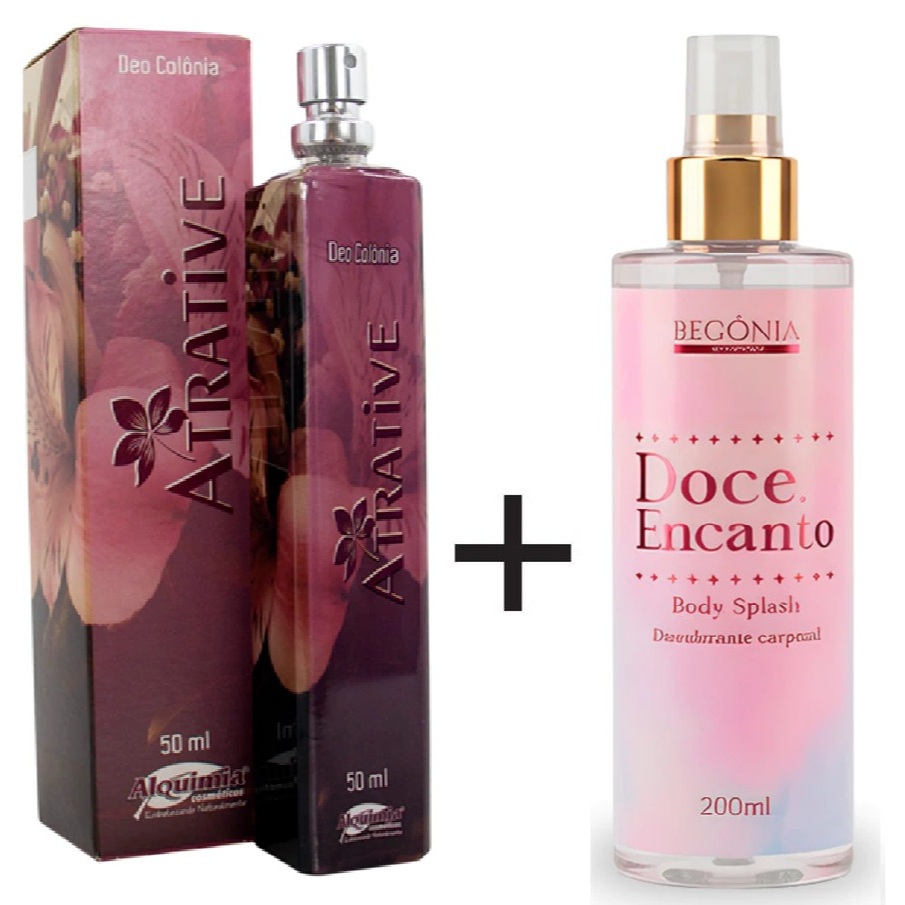 Deo Colônia Atrative Smell Premium Alquimia  + Body Splash Gold Doce Encanto 200ML - Begônia