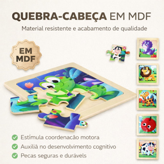 Kit com 3 Quebra-Cabeças em MDF: Educativo Modelos Sortido Ótima Opção para Brincar em Oferta na Shopee