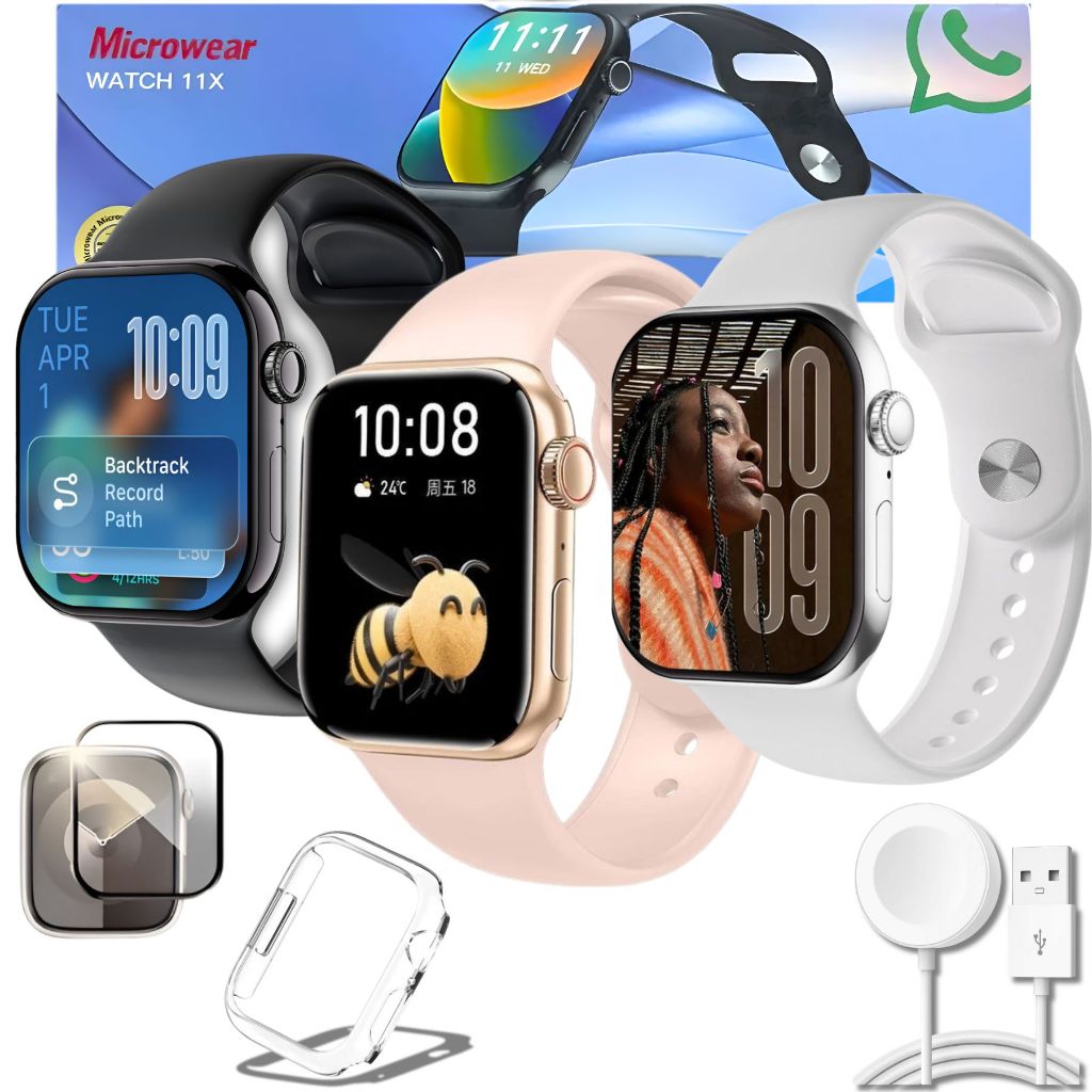 Relógio Smartwatch W11 X Série 11 Tela 46mm Responde Whatsap 1Gb Original Microwear Lançamento 2026