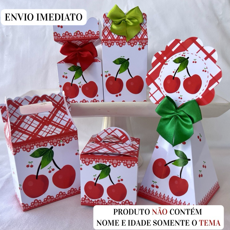 Caixinhas Personalizadas Cerejinha Cereja \ Festa \ Lembrancinha\Aniversário\Pegue e Monte \Mimo\Pronta Entrega