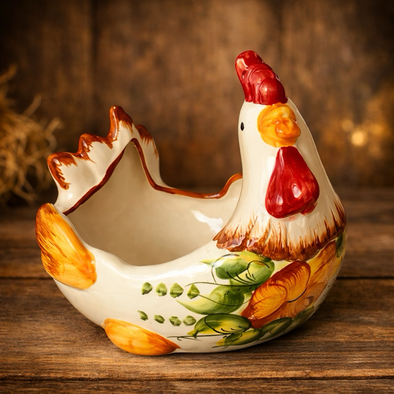 Galinha Porta Ovos em Cerâmica Esmaltada